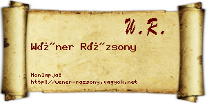 Wéner Rázsony névjegykártya
